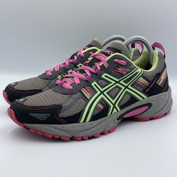 Asics Shoes - ASICS GEL-Venture 5 Trail Running Shoes Women's 9 Gray Pink Lime Green T5N8N